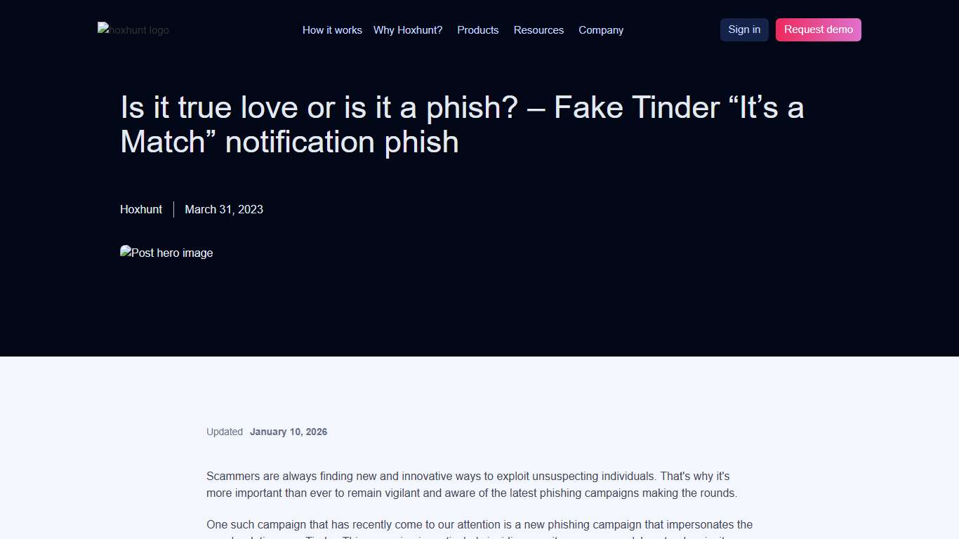 Fake Tinder “It’s a Match” notification phish - Hoxhunt - Hoxhunt